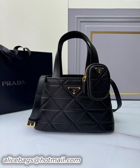 Top Grade Prada Small quilted leather tote bag 1BG548 Black 2024