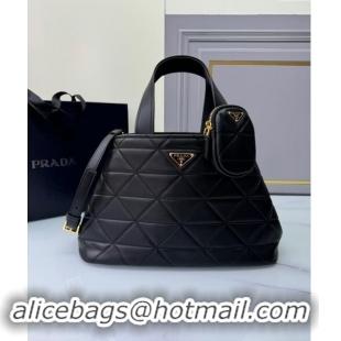 Reasonable Price Prada Medium quilted leather tote bag 1BG545 Black 2024