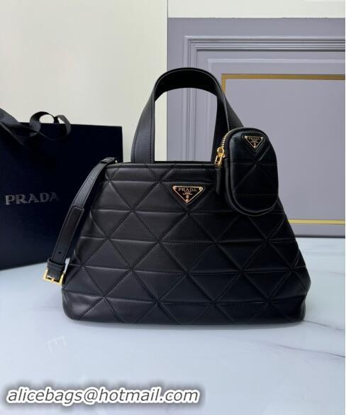 Reasonable Price Prada Medium quilted leather tote bag 1BG545 Black 2024