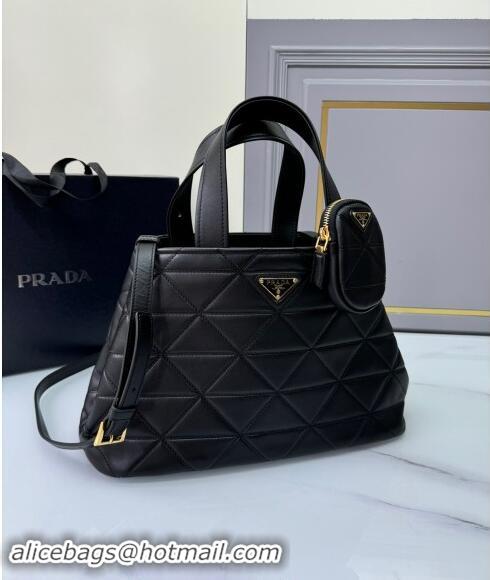 Reasonable Price Prada Medium quilted leather tote bag 1BG545 Black 2024