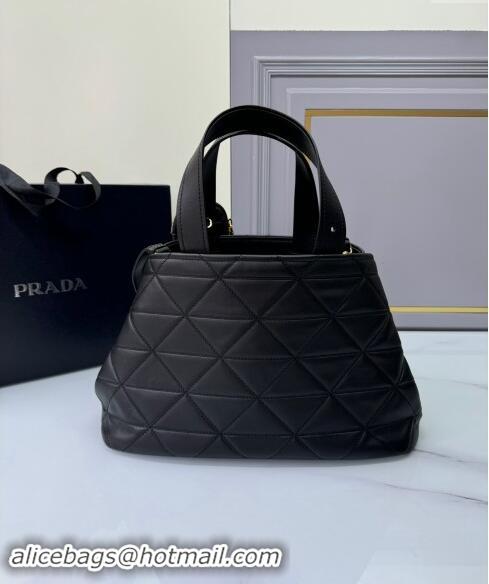 Reasonable Price Prada Medium quilted leather tote bag 1BG545 Black 2024