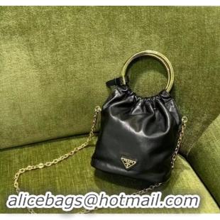 Affordable Price Prada Nappa leather mini bucket bag 1BC227 Black 2024