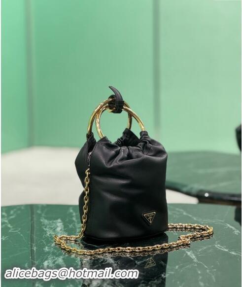 Affordable Price Prada Nappa leather mini bucket bag 1BC227 Black 2024