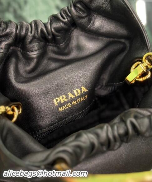 Affordable Price Prada Nappa leather mini bucket bag 1BC227 Black 2024