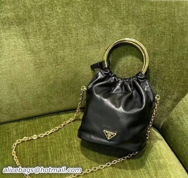 Affordable Price Prada Nappa leather mini bucket bag 1BC227 Black 2024