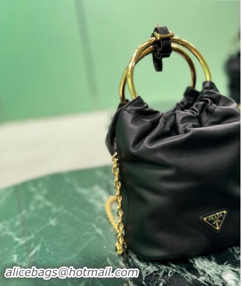 Affordable Price Prada Nappa leather mini bucket bag 1BC227 Black 2024