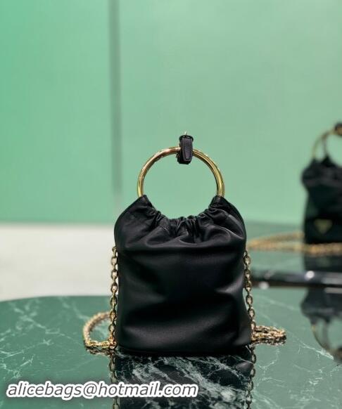 Affordable Price Prada Nappa leather mini bucket bag 1BC227 Black 2024