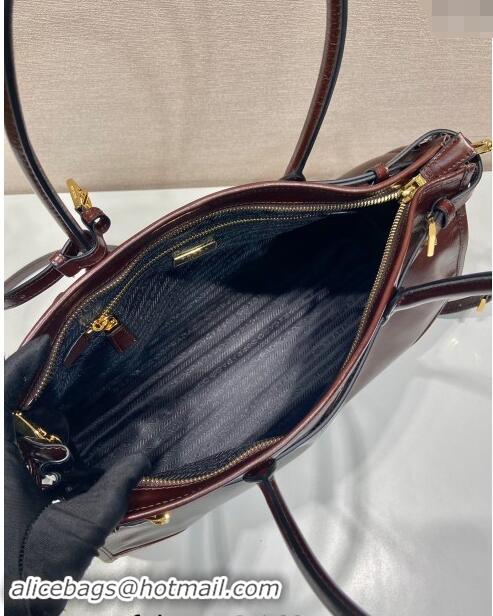 Reasonable Price Prada Large leather handbag 1BA433 Dark Brown 2024