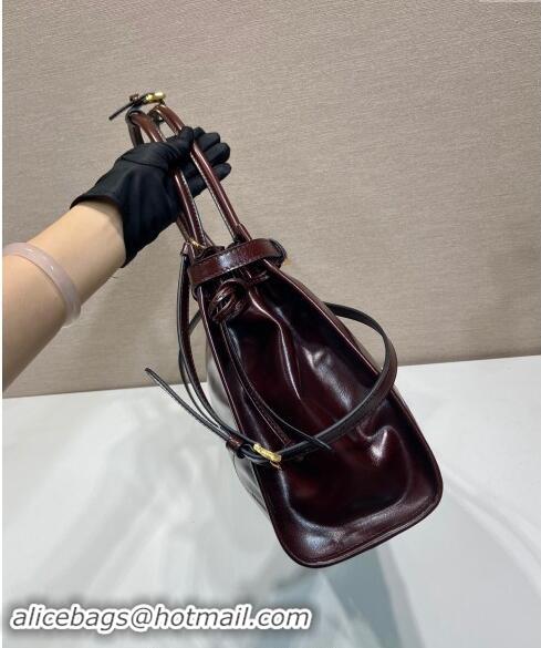 Reasonable Price Prada Large leather handbag 1BA433 Dark Brown 2024