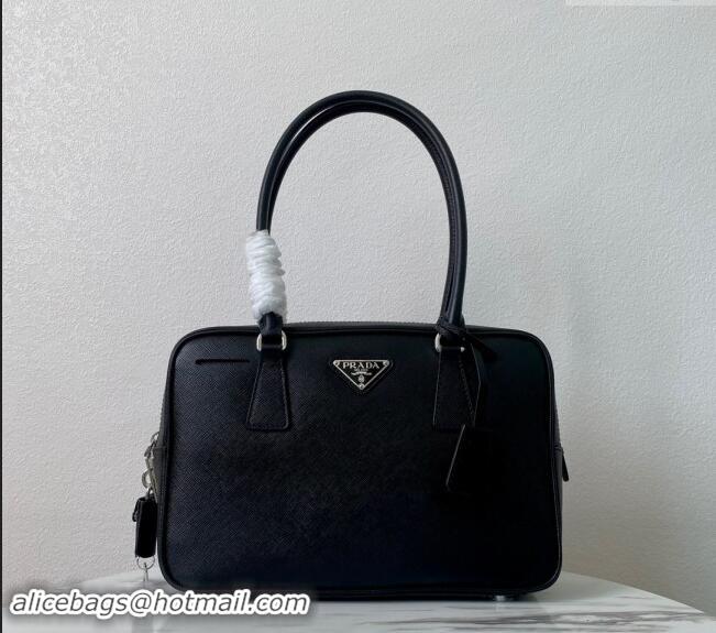 Well Crafted Prada Saffiano Leather Top Handle Bag 1BA328 Black 2024