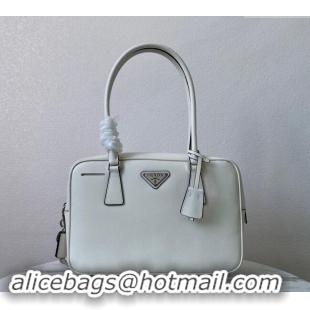 Popular Style Prada Saffiano Leather Top Handle Bag 1BA328 White 2024