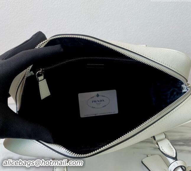 Popular Style Prada Saffiano Leather Top Handle Bag 1BA328 White 2024