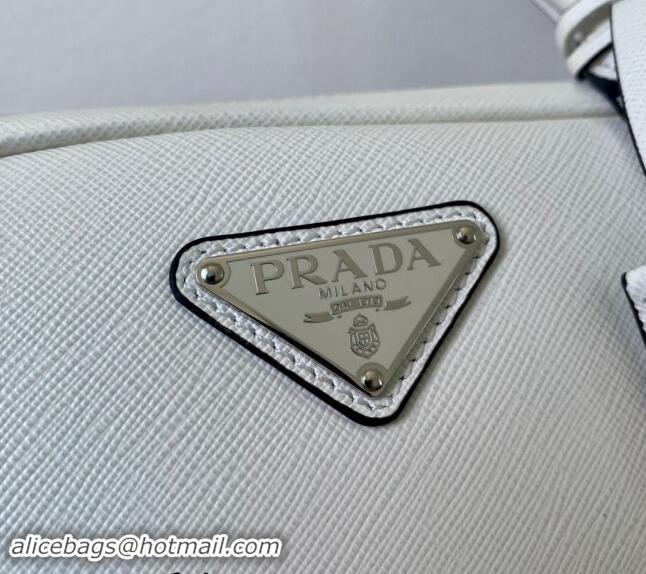 Popular Style Prada Saffiano Leather Top Handle Bag 1BA328 White 2024