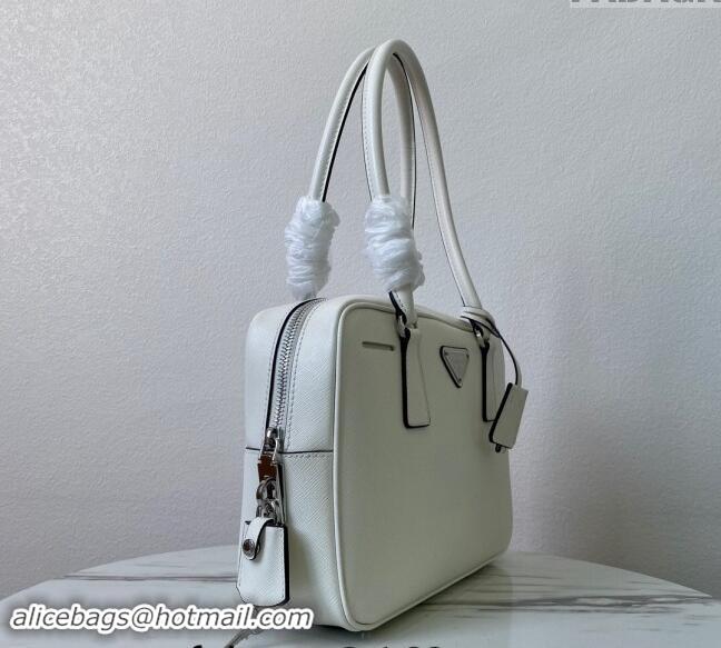 Popular Style Prada Saffiano Leather Top Handle Bag 1BA328 White 2024