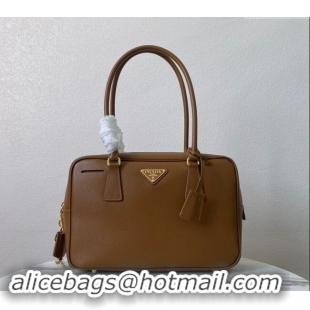 Top Grade Prada Saffiano Leather Top Handle Bag 1BA328 Brown 2024