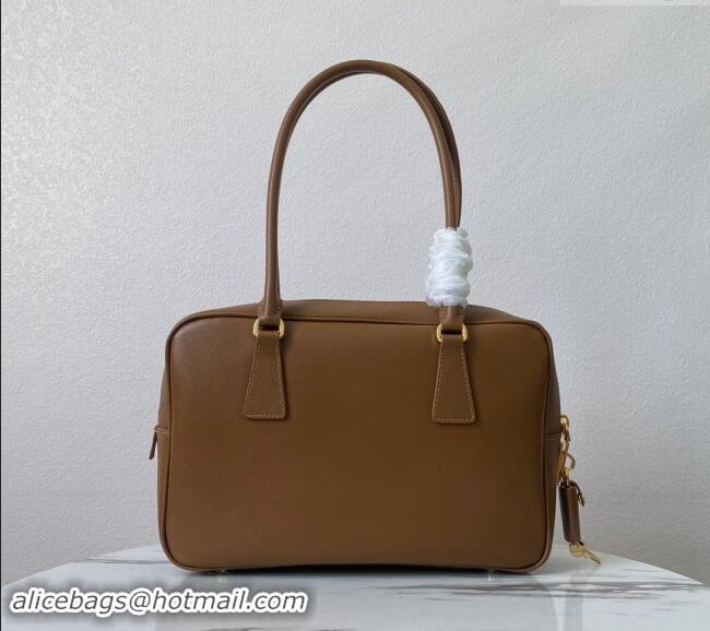 Top Grade Prada Saffiano Leather Top Handle Bag 1BA328 Brown 2024