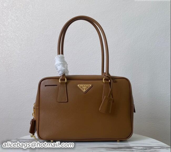 Top Grade Prada Saffiano Leather Top Handle Bag 1BA328 Brown 2024