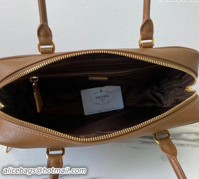 Top Grade Prada Saffiano Leather Top Handle Bag 1BA328 Brown 2024