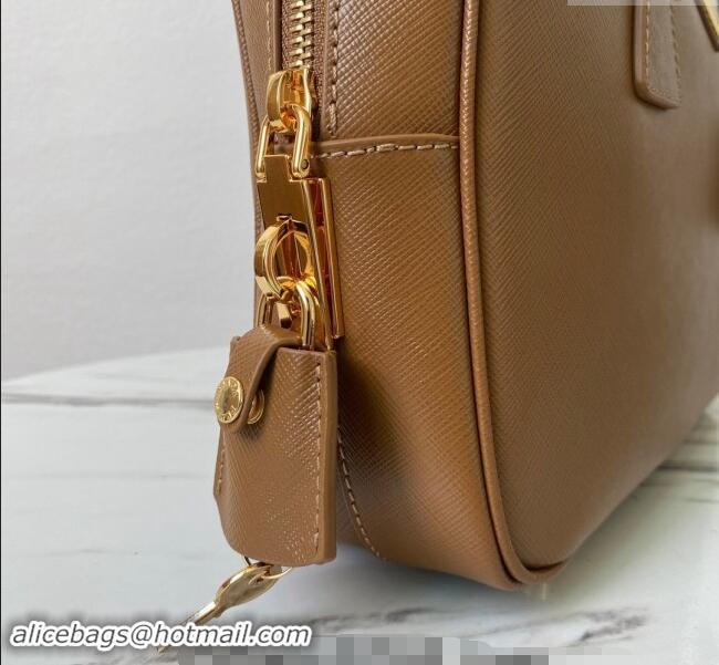 Top Grade Prada Saffiano Leather Top Handle Bag 1BA328 Brown 2024