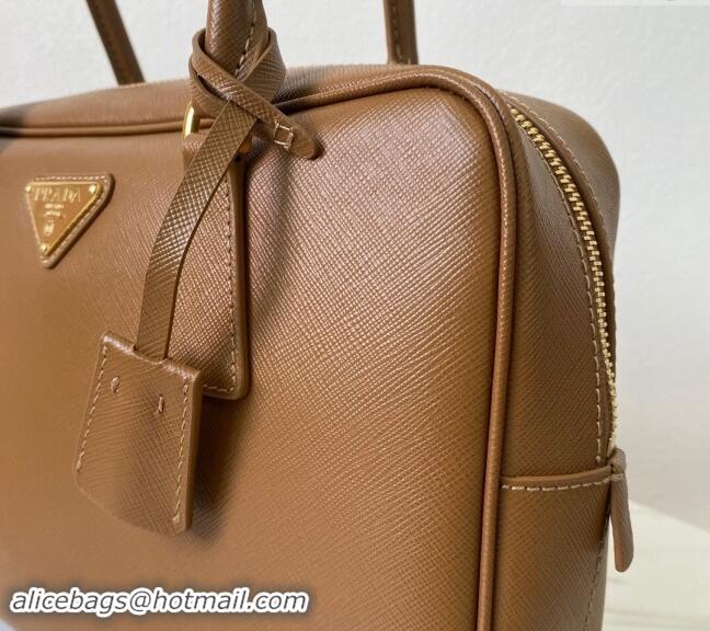 Top Grade Prada Saffiano Leather Top Handle Bag 1BA328 Brown 2024