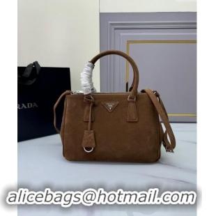 Good Looking Prada Galleria Suede Medium Bag 1BA863 Cocoa Brown 2024