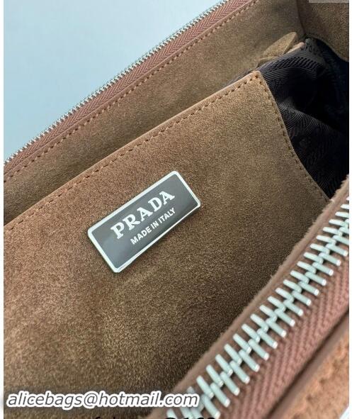 Good Looking Prada Galleria Suede Medium Bag 1BA863 Cocoa Brown 2024