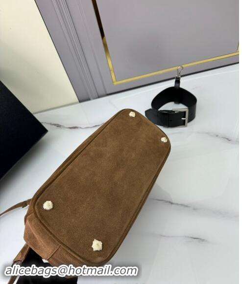 Good Looking Prada Galleria Suede Medium Bag 1BA863 Cocoa Brown 2024