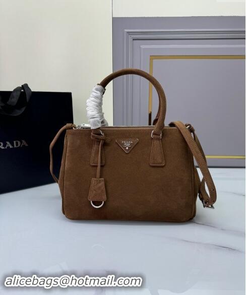 Good Looking Prada Galleria Suede Medium Bag 1BA863 Cocoa Brown 2024