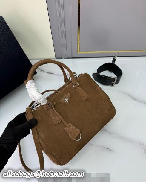 Good Looking Prada Galleria Suede Medium Bag 1BA863 Cocoa Brown 2024