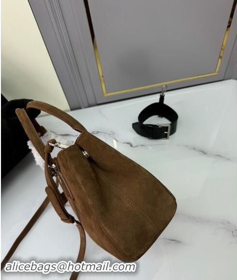 Good Looking Prada Galleria Suede Medium Bag 1BA863 Cocoa Brown 2024