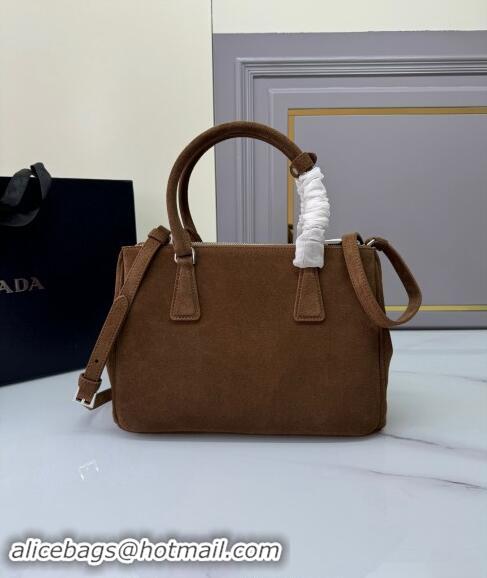 Good Looking Prada Galleria Suede Medium Bag 1BA863 Cocoa Brown 2024