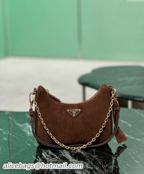 Most Popular Prada Re-Edition suede mini-bag 1BC204 Cocoa Brown 2024