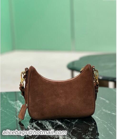 Most Popular Prada Re-Edition suede mini-bag 1BC204 Cocoa Brown 2024