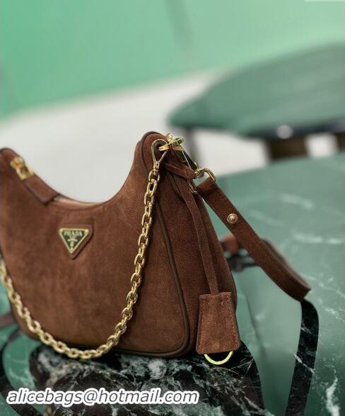 Most Popular Prada Re-Edition suede mini-bag 1BC204 Cocoa Brown 2024