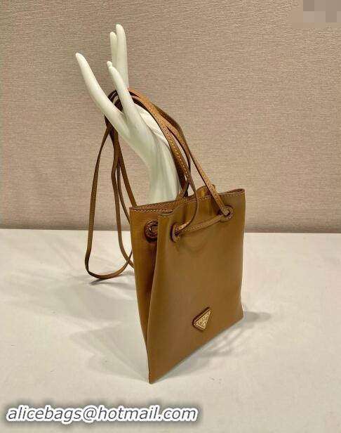 Popular Style Prada Leather Crossbody Bag 1BH221 Brown 2024