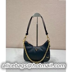 Top Grade Prada Re-Edition leather mini Hobo bag 1BC204 Black 2024