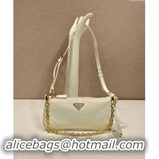 Reasonable Price Prada Re-Edition 2002 medium leather hobo shoulder bag 1BC221 White 2024