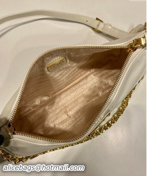 Reasonable Price Prada Re-Edition 2002 medium leather hobo shoulder bag 1BC221 White 2024