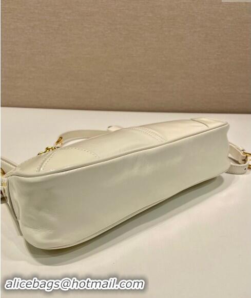 Reasonable Price Prada Re-Edition 2002 medium leather hobo shoulder bag 1BC221 White 2024