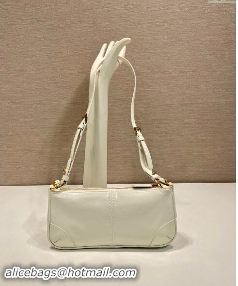 Reasonable Price Prada Re-Edition 2002 medium leather hobo shoulder bag 1BC221 White 2024