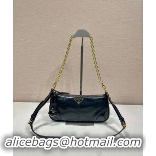 Market Sells Prada Re-Edition 2002 medium leather hobo shoulder bag 1BC221 Black 2024