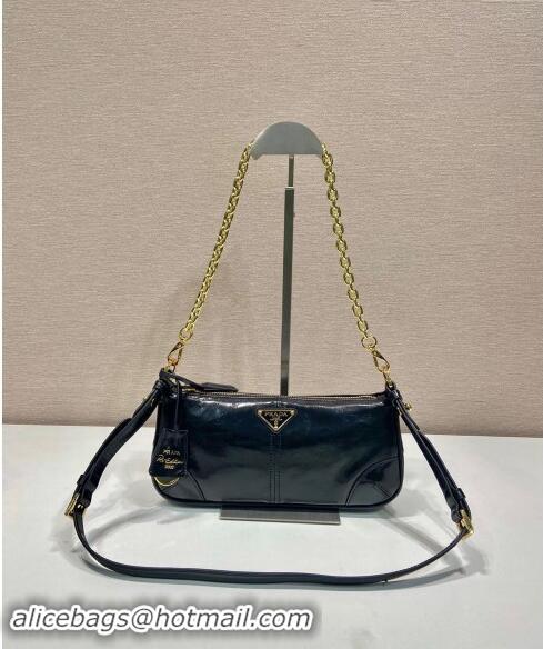 Market Sells Prada Re-Edition 2002 medium leather hobo shoulder bag 1BC221 Black 2024