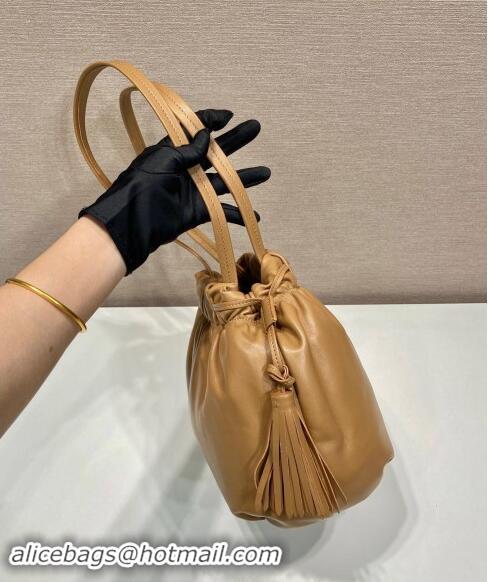 Modern Classic Prada Lambskin Bucket bag 1BG541 Brown 2024