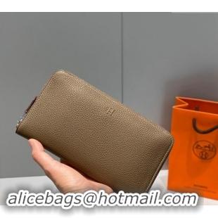 Unique Grade Hermes Togo Supple Leather Zip Long Wallet H092401 Elephant Grey 2024