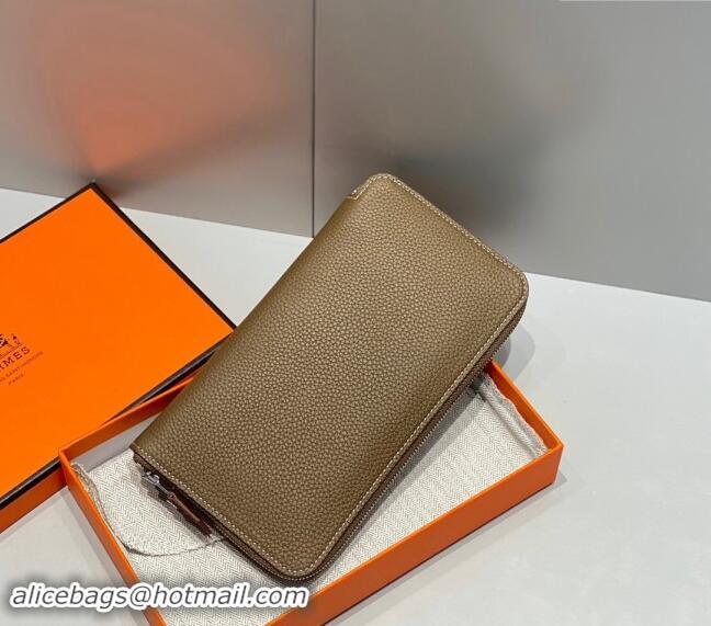 Unique Grade Hermes Togo Supple Leather Zip Long Wallet H092401 Elephant Grey 2024