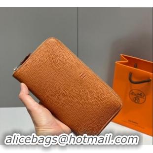 Buy Fashionable Hermes Togo Supple Leather Zip Long Wallet H092401 Golden Brown 2024