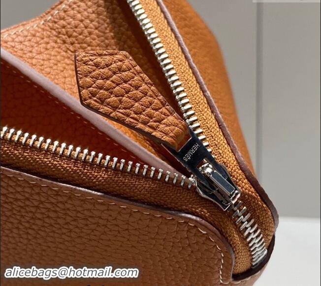 Buy Fashionable Hermes Togo Supple Leather Zip Long Wallet H092401 Golden Brown 2024