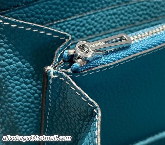 Top Quality Hermes Togo Supple Leather Zip Long Wallet H092401 Denim Blue 2024