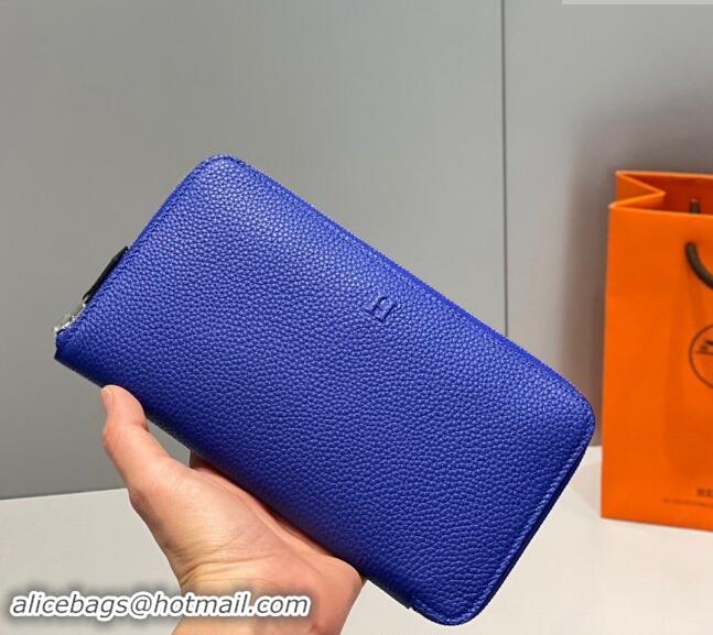 Luxurious Hermes Togo Supple Leather Zip Long Wallet H092401 Electric Blue 2024