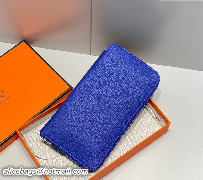 Luxurious Hermes Togo Supple Leather Zip Long Wallet H092401 Electric Blue 2024